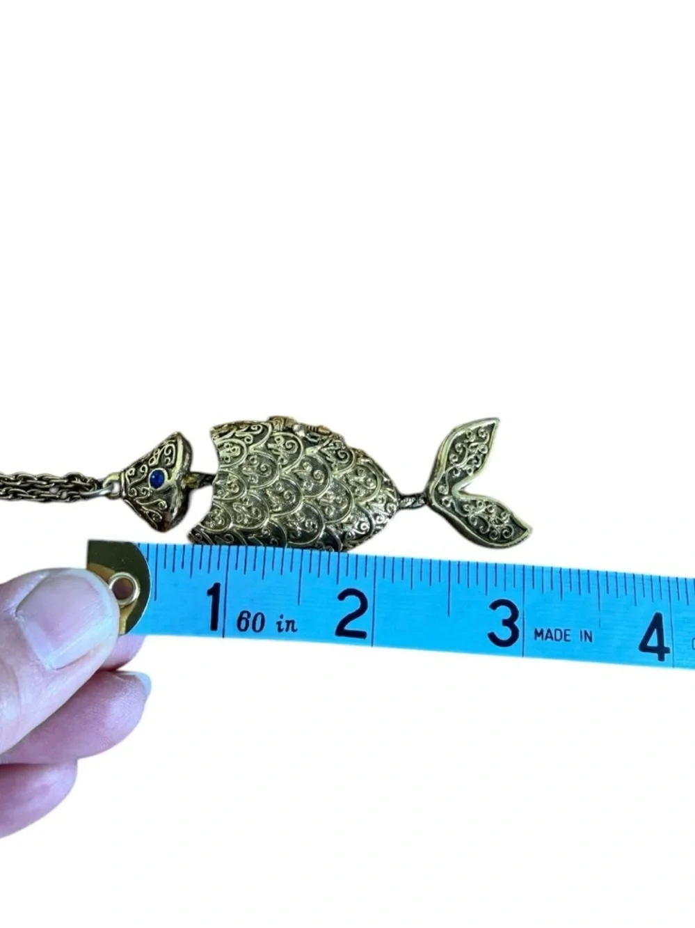 Max Factor "Hypnotique" articulated fish solid perfume locket pendant - Picture 3 of 5